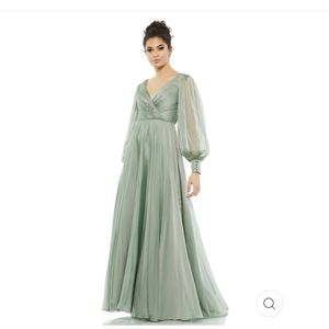 Mac Duggal Sheer Blouson Sleeve Surplice Gown size 6